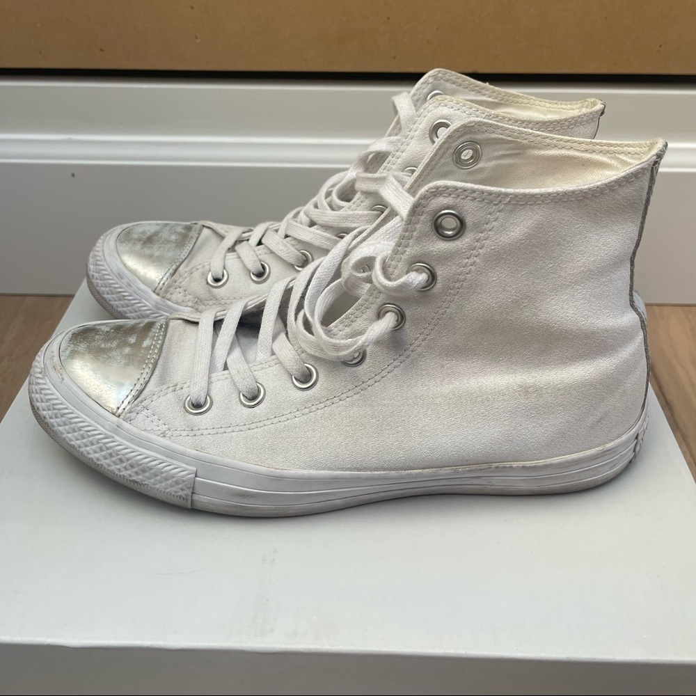 White & Silver Converse Chucks